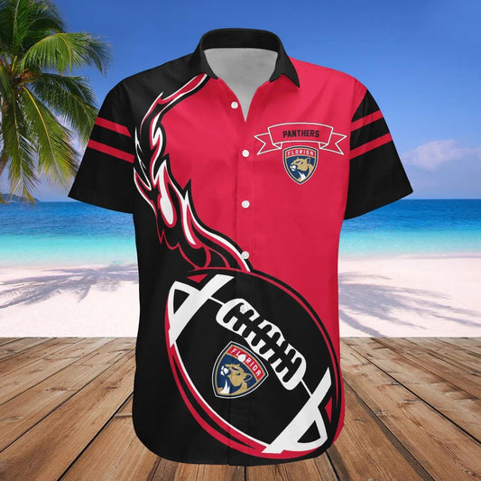 Florida Panthers Hawaiian Shirt Flame Ball - NHL, NHL Hawaiian Shirt Moonbestprint