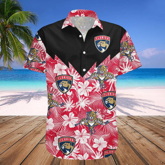 Florida Panthers Hawaiian Shirt Tropical Seamless- NHL, NHL Hawaiian Shirt Moonbestprint