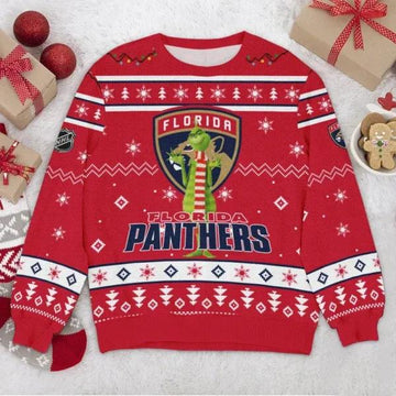 Florida Panthers NHL Grinch Ugly Christmas Sweater, NHL Christmas Sweater Moonbestprint