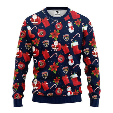 Florida Panthers Santa Claus Snowman Ugly Christmas Sweater, NHL Christmas Sweater Moonbestprint