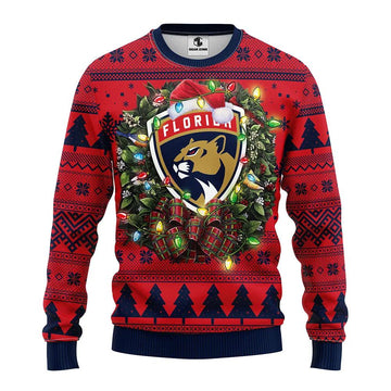 Florida Panthers Santa Hat Ugly Christmas Sweater, NHL Christmas Sweater Moonbestprint