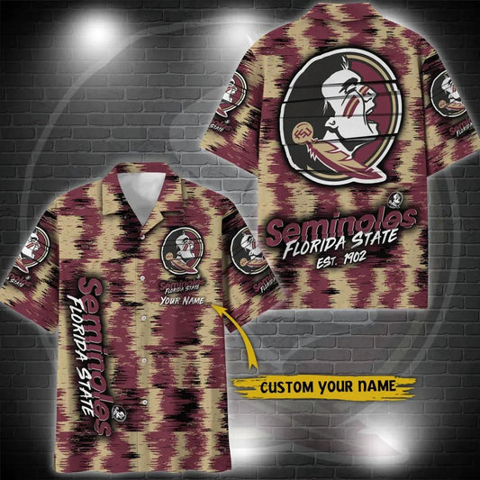 Florida State Seminoles Aloha Hawaiian Shirt Custom Your Name, NCAA Hawaiian Shirt Moonbestprint