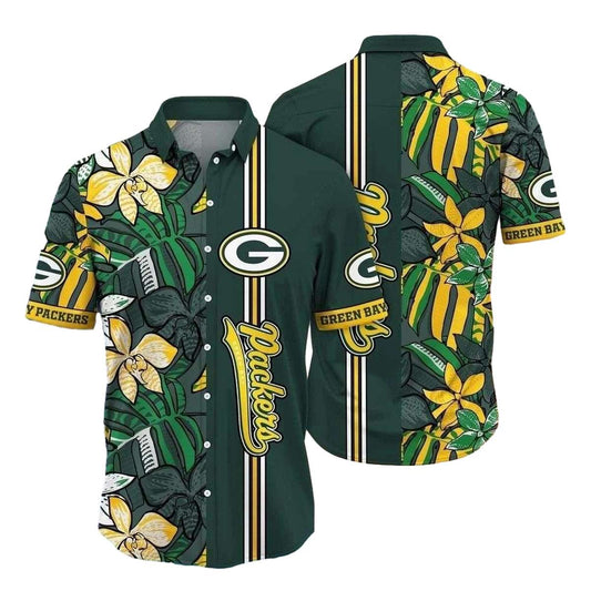Flower Chic Green Bay Packers Tropical Hawaiian Shirt - Moonbestprint