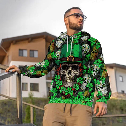 Fluky Saint Patrick's Day Skull 3D Hoodie Moonbestprint