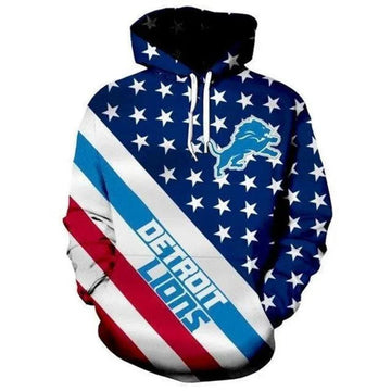 Football Fans American Flag Anniversary Detroit Lions 3D Hoodie, NFL Hoodie Moonbestprint