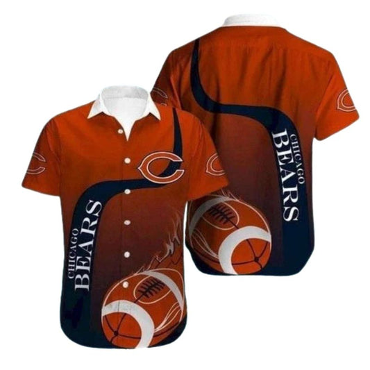 Football Flames Chicago Bears Hawaiian Shirt For Sports Fans - Moonbestprint