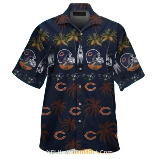 Football Helmet Chicago Bears Aloha Shirt With Tropical Touch - Moonbestprint