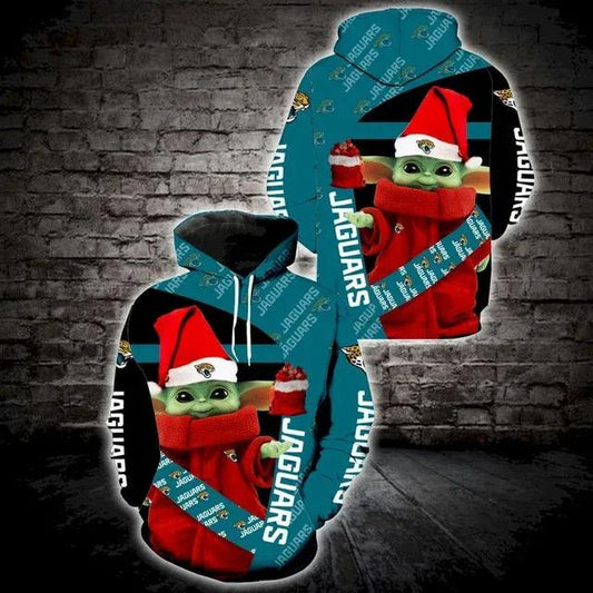 For Yoda Lovers Jacksonville Jaguars Christmas 3D Hoodie, NFL Hoodie Moonbestprint