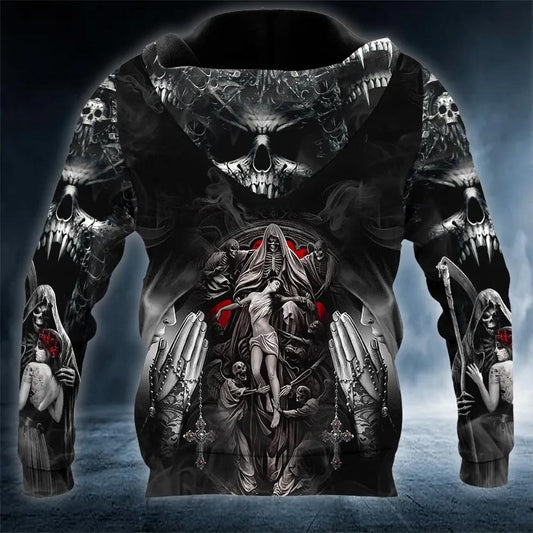 Forbidden Love Gothic Beauty The Death Angel Skull 3D Hoodie Moonbestprint