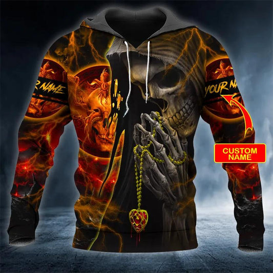 Forbidden Prayer Skull Custom 3D Hoodie Moonbestprint
