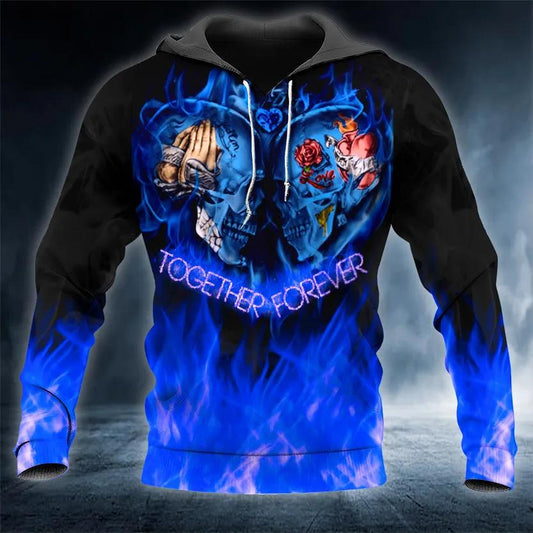 Forever Together Couple Skull 3D Hoodie Moonbestprint