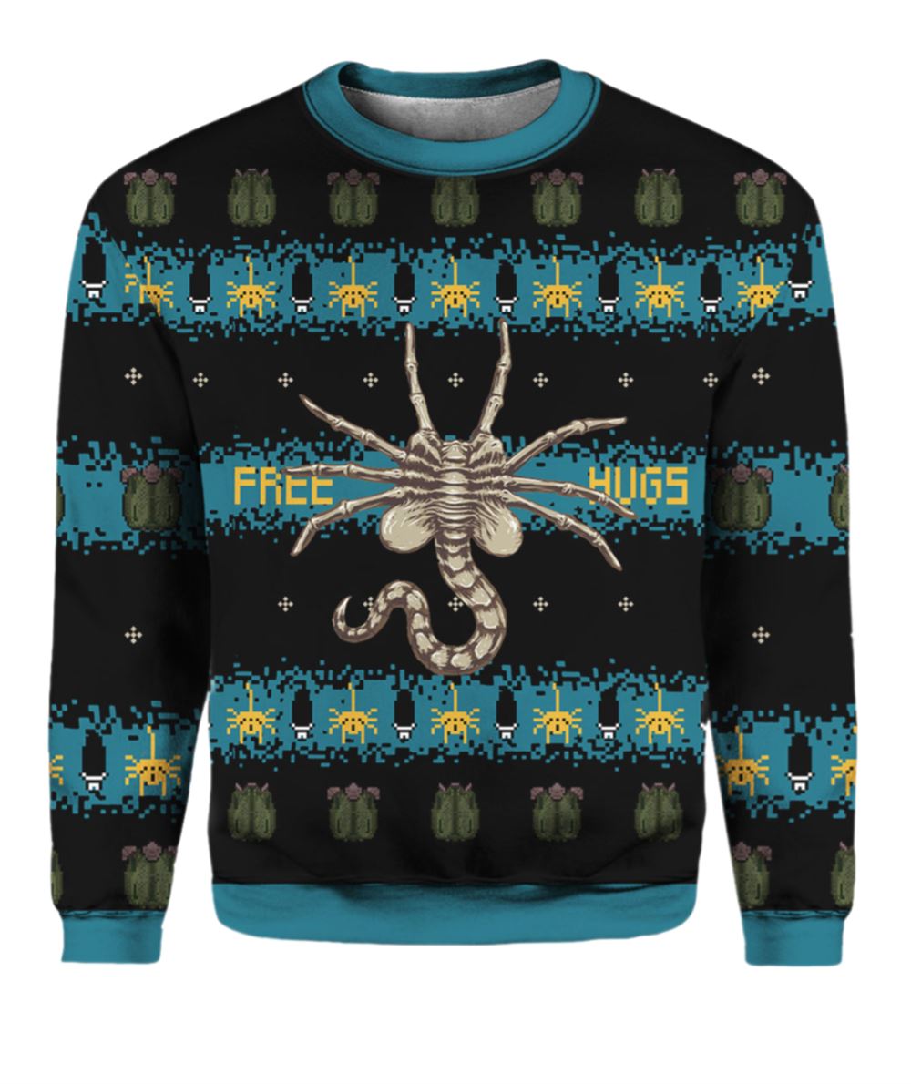 Free Hugs Alien Facehugger Ugly Christmas Sweater - Moonbestprint