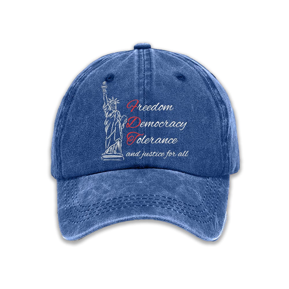 Freedom Democracy Tolerance And Justice For All Print Baseball Cap Moonbestprint