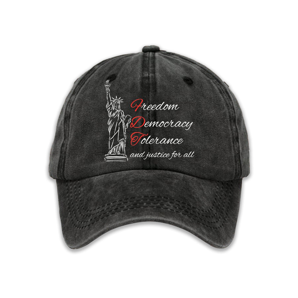 Freedom Democracy Tolerance And Justice For All Print Baseball Cap Moonbestprint