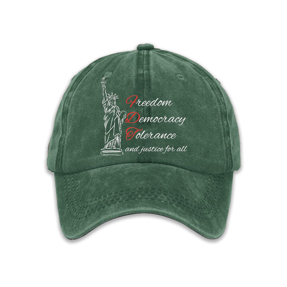Freedom Democracy Tolerance And Justice For All Print Baseball Cap Moonbestprint