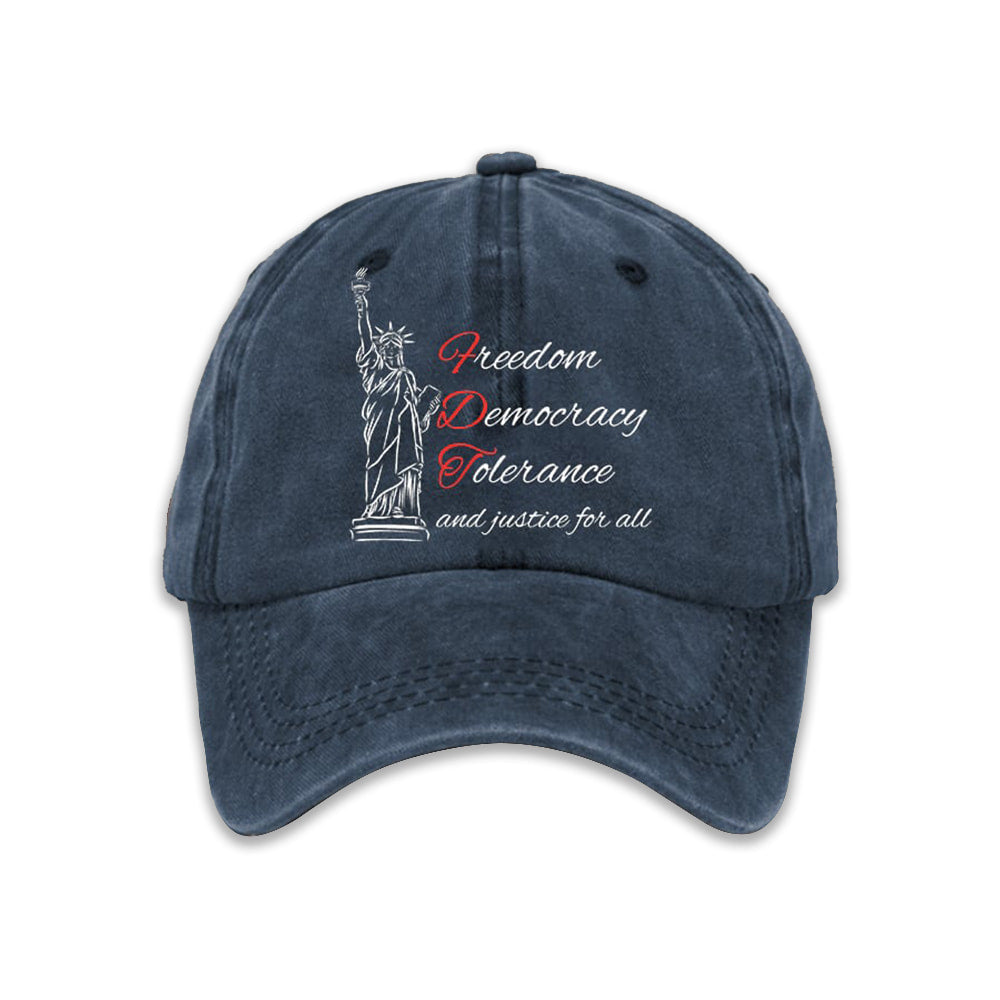 Freedom Democracy Tolerance And Justice For All Print Baseball Cap Moonbestprint