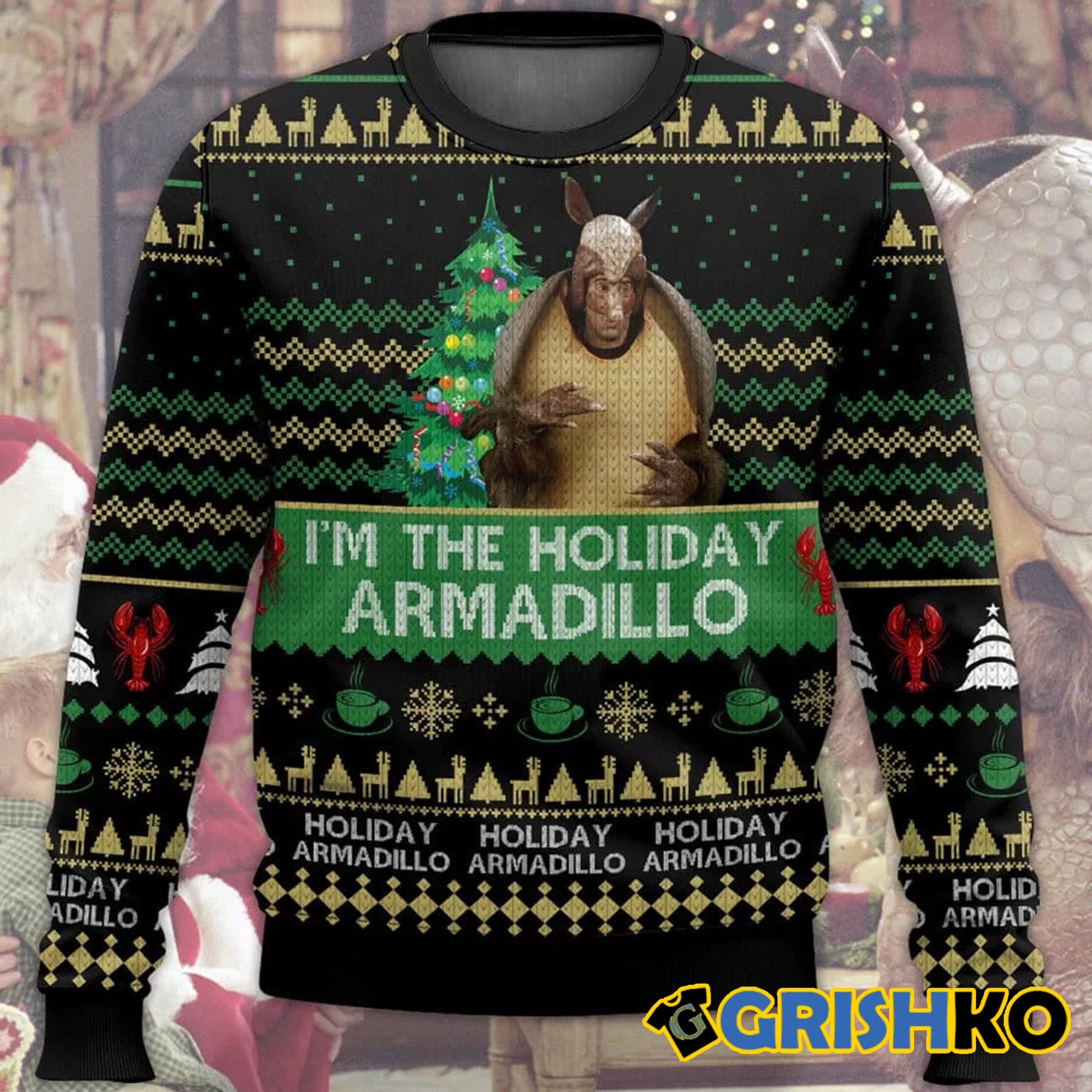 Friends I'm The Holiday Armadillo Ross Ugly Christmas Sweater - Moonbestprint