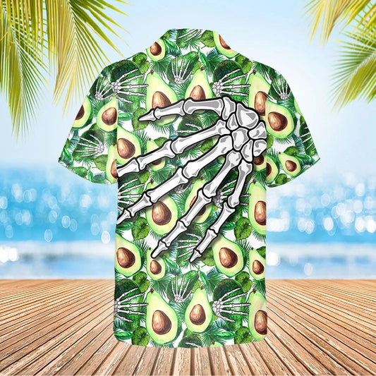 Funny Avocado Skull Hawaiian Shirt, Hawaiian Button Up Shirt, Tropical Shirts For Men Moonbestprint