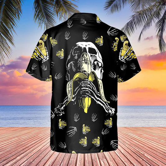 Funny Banana Skull Hawaiian Shirt, Hawaiian Button Up Shirt, Tropical Shirts For Men Moonbestprint