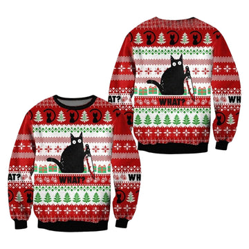 Funny Black Cat Christmas Gift For Lovers Creep Christmas Murder Cat Sweater New Year Eve Holiday Sweater Ugly Christmas Sweater – Moonbestprint