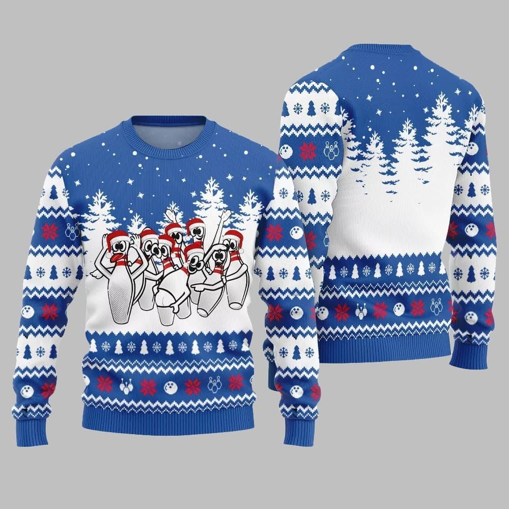 Funny Dancing Bowling Pins Ugly Sweater 2026 Christmas - Moonbestprint