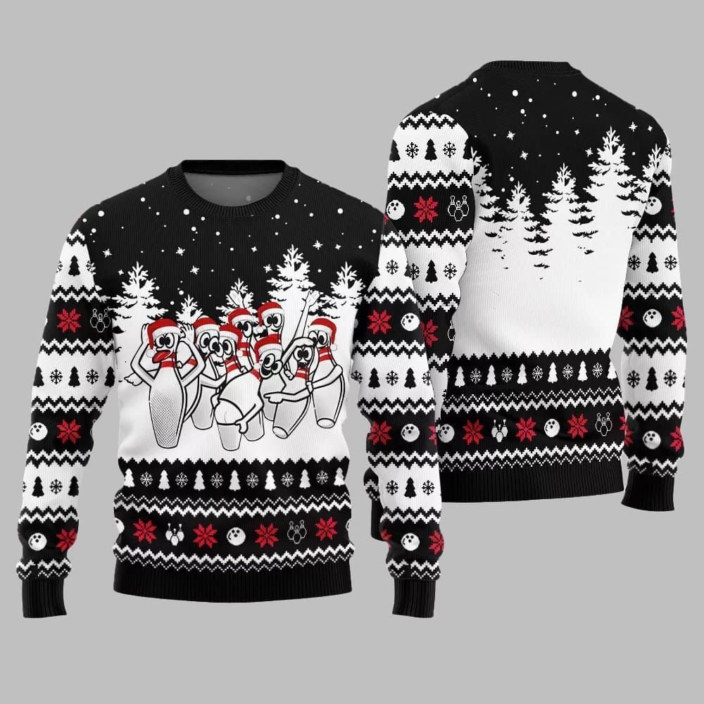 Funny Dancing Bowling Pins Ugly Sweater 2026 Christmas - Moonbestprint