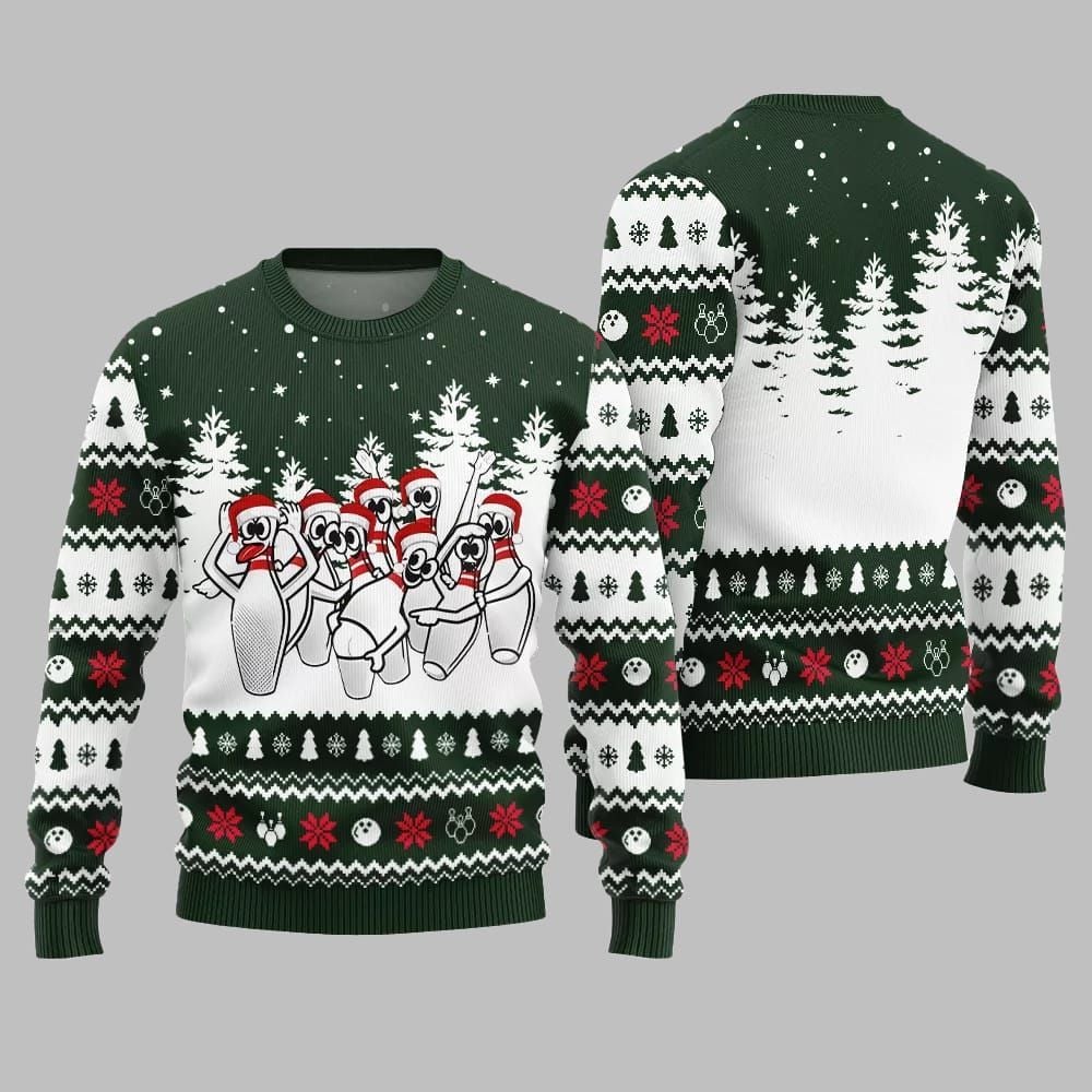 Funny Dancing Bowling Pins Ugly Sweater 2026 Christmas - Moonbestprint
