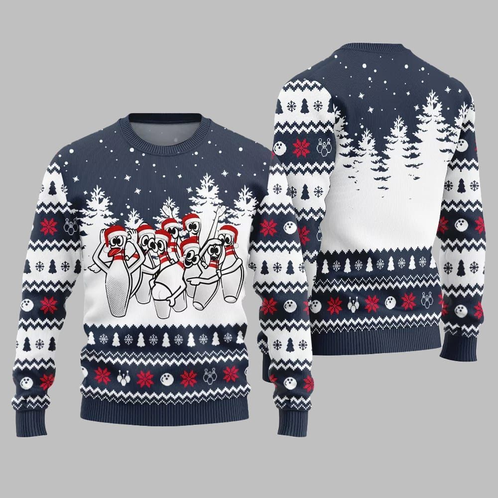 Funny Dancing Bowling Pins Ugly Sweater 2026 Christmas - Moonbestprint