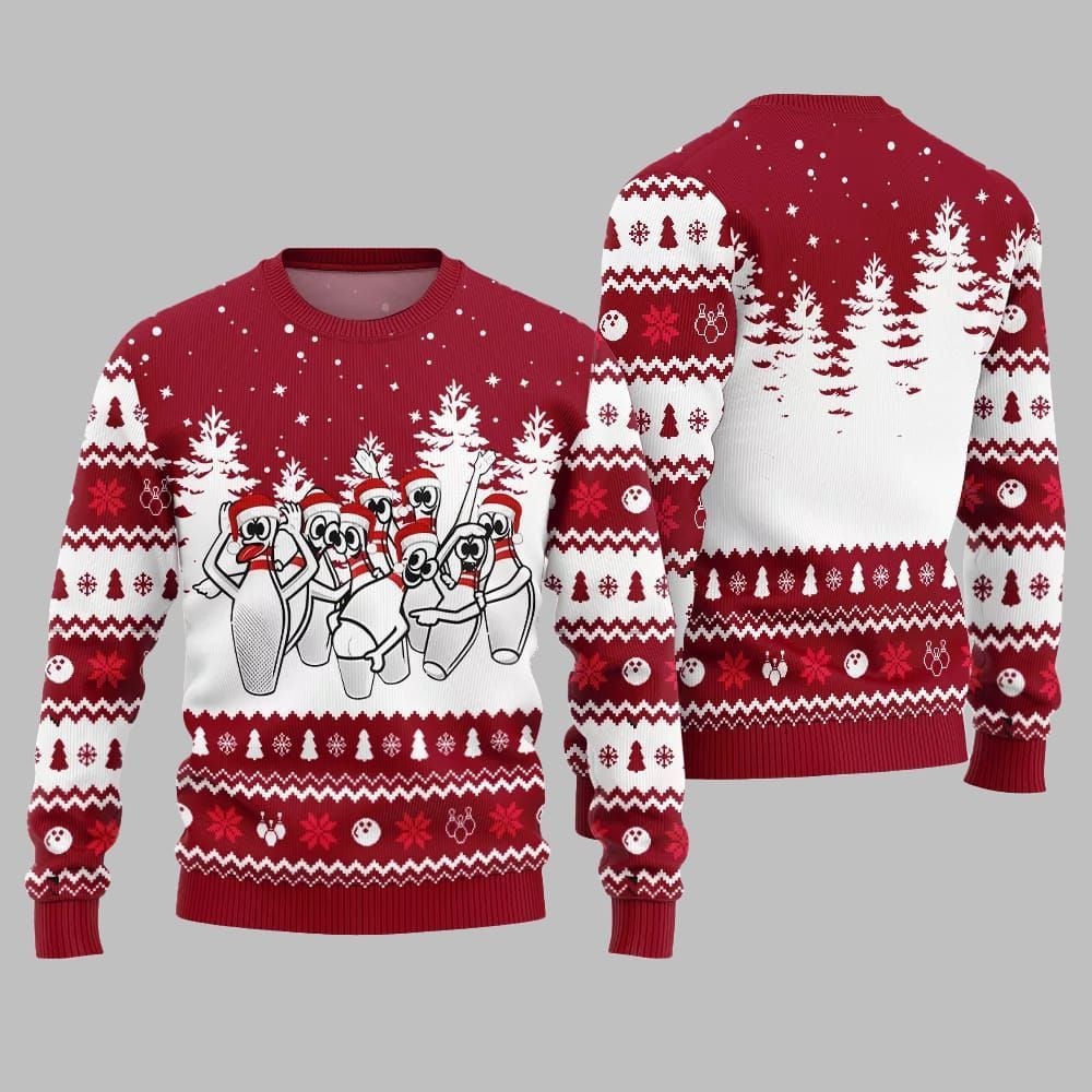 Funny Dancing Bowling Pins Ugly Sweater 2026 Christmas - Moonbestprint