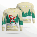 Funny Deck The Hall Pickleball Santa Ugly Christmas Sweater Cream – Moonbestprint