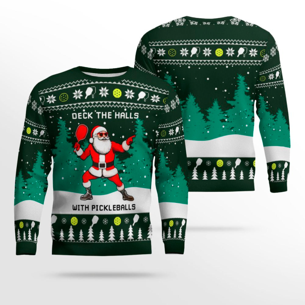 Funny Deck The Hall Pickleball Santa Ugly Christmas Sweater – Moonbestprint