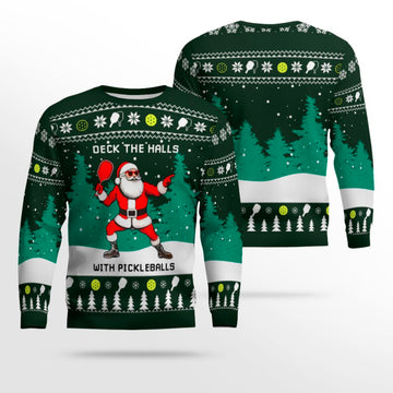 Funny Deck The Hall Pickleball Santa Ugly Christmas Sweater – Moonbestprint