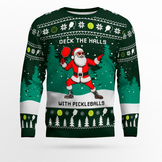Funny Deck The Hall Pickleball Santa Ugly Christmas Sweater – Moonbestprint