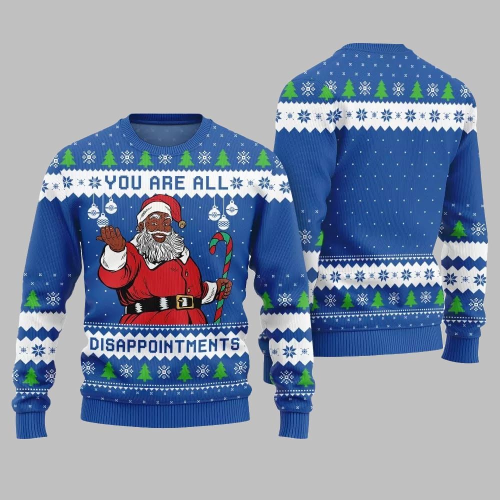 Funny Disappointments Black Santa Ugly Sweater Christmas 2026 - Moonbestprint
