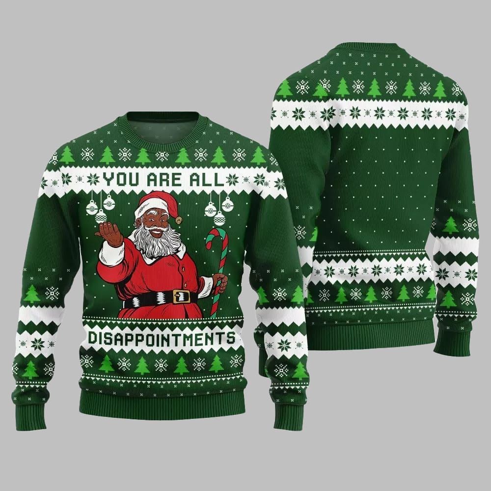 Funny Disappointments Black Santa Ugly Sweater Christmas 2026 - Moonbestprint