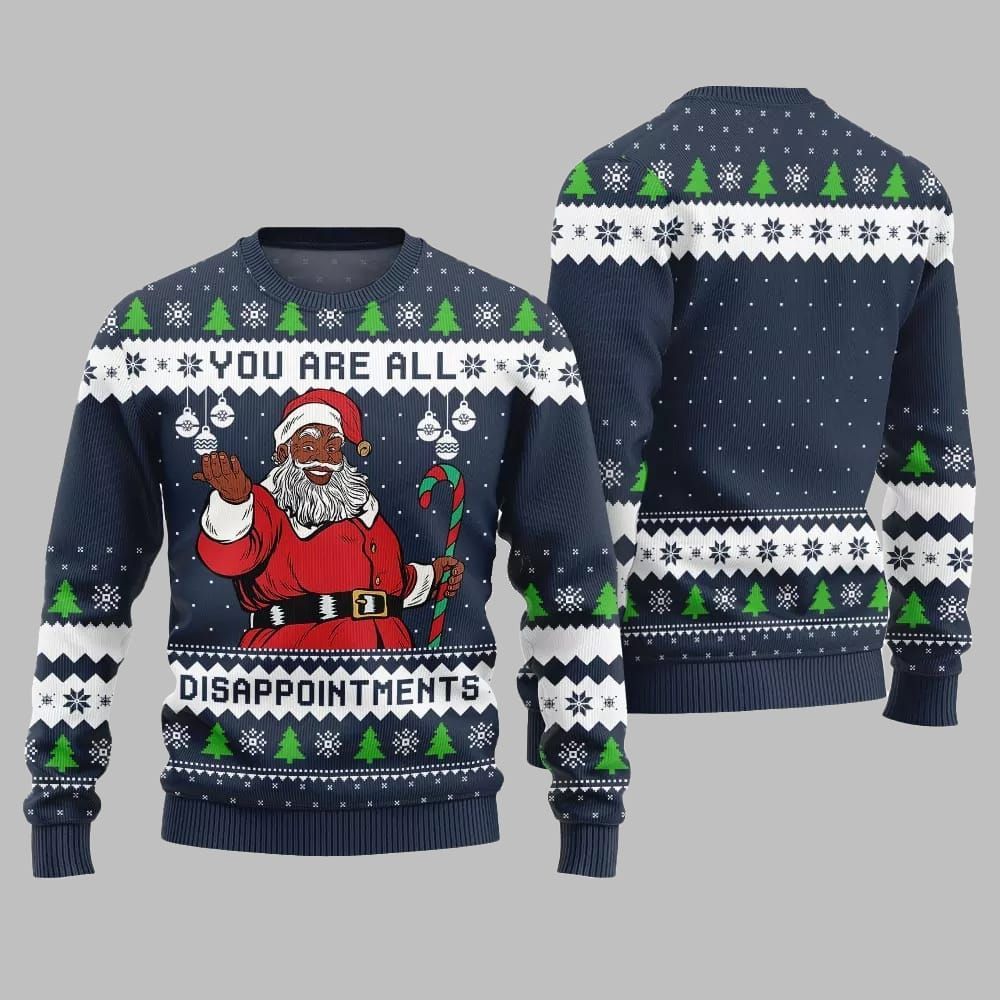 Funny Disappointments Black Santa Ugly Sweater Christmas 2026 - Moonbestprint