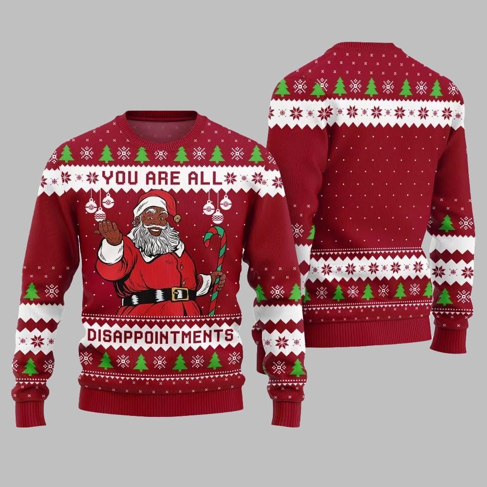 Funny Disappointments Black Santa Ugly Sweater Christmas 2026 - Moonbestprint