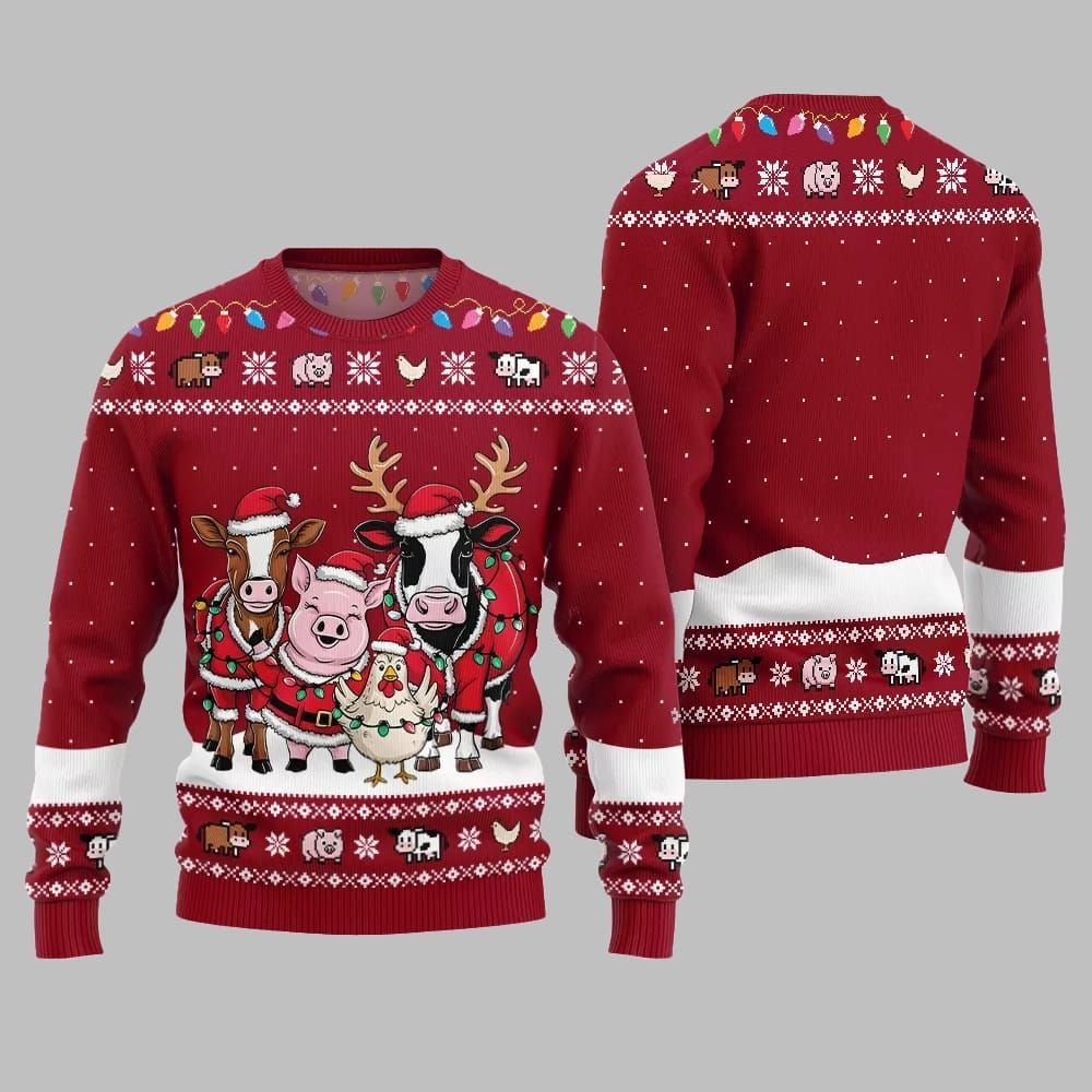Funny Farm Animal Holiday Ugly Sweater 2026 Christmas - Moonbestprint