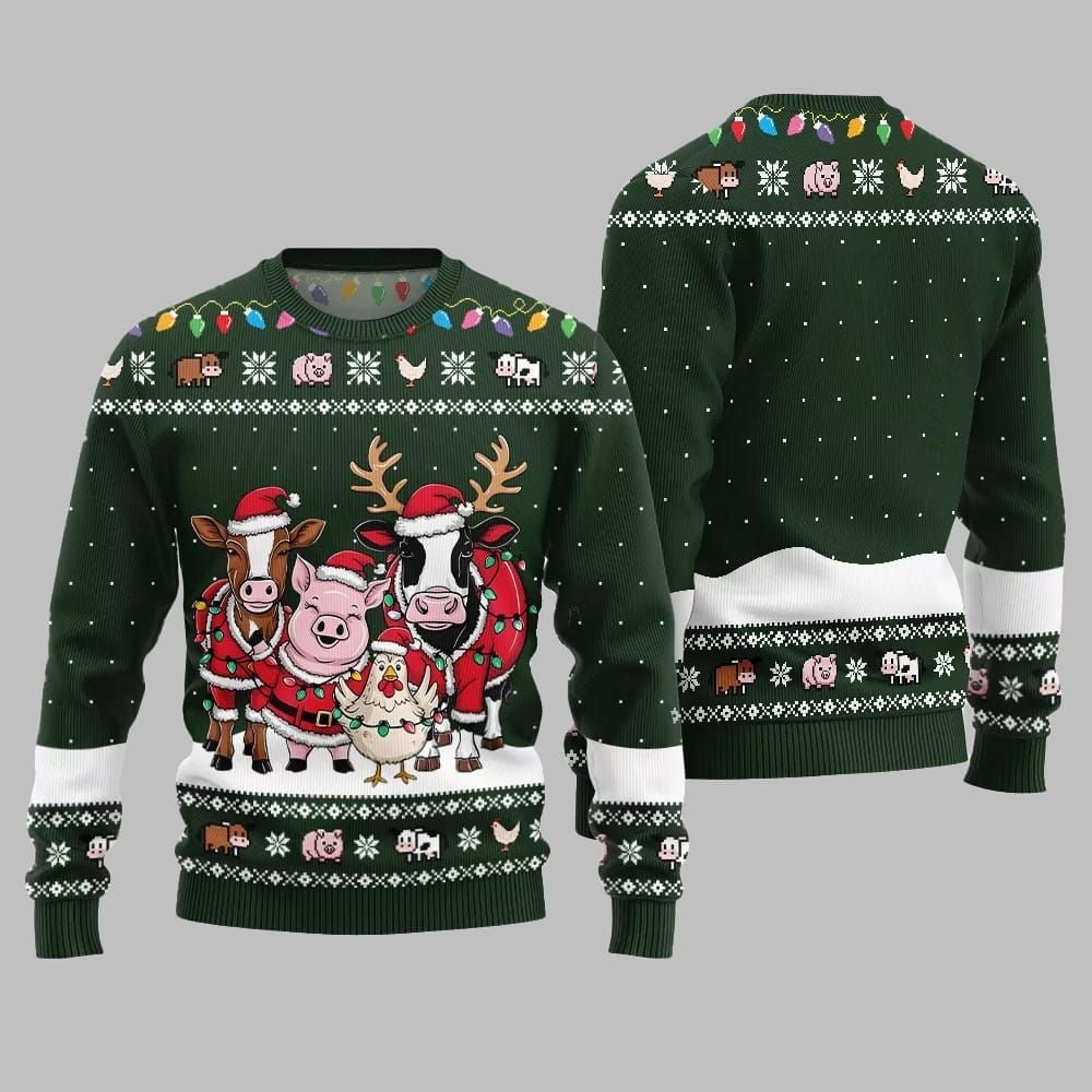 Funny Farm Animal Holiday Ugly Sweater 2026 Christmas - Moonbestprint
