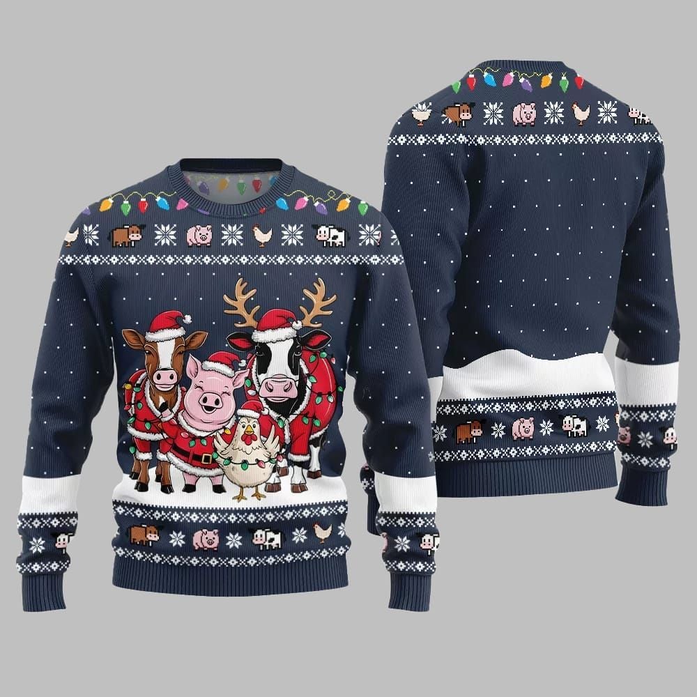 Funny Farm Animal Holiday Ugly Sweater 2026 Christmas - Moonbestprint
