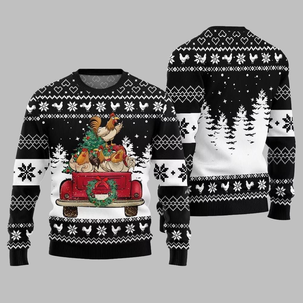 Funny Festive Chicken Ugly Sweater 2026 Christmas - Moonbestprint