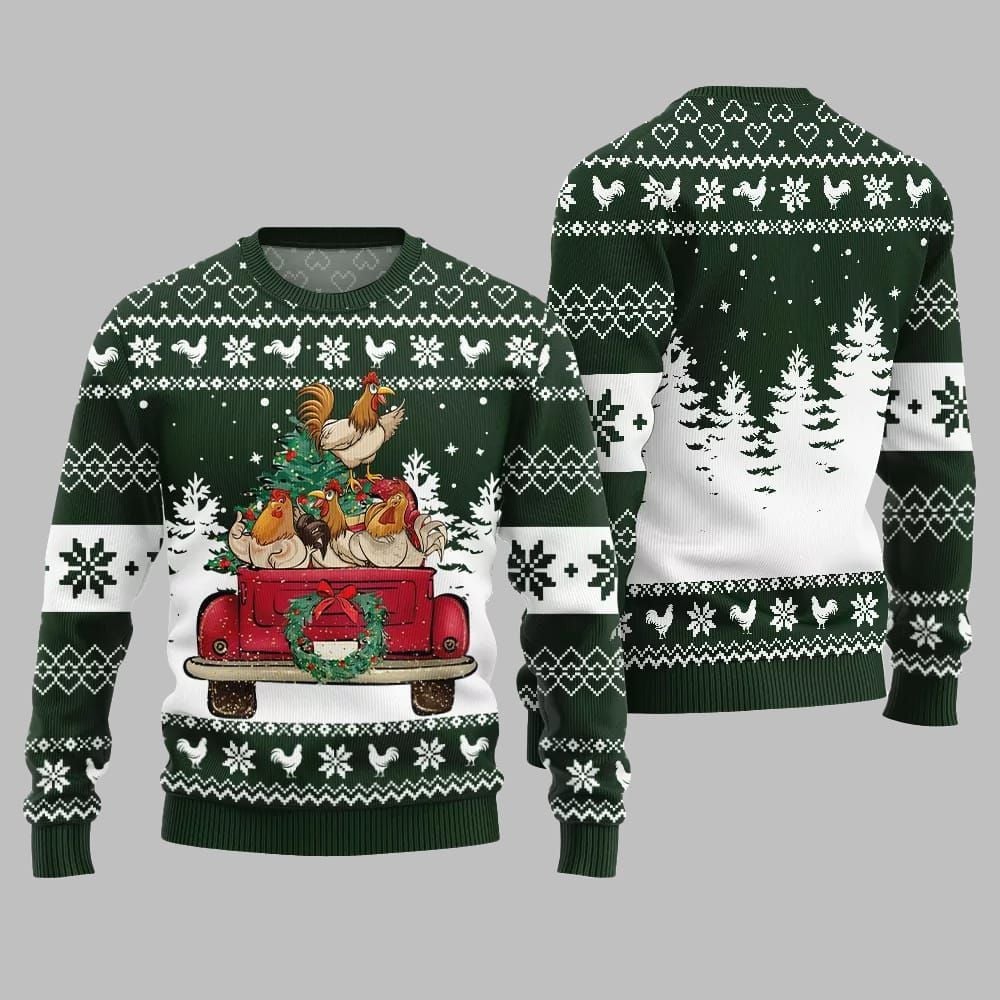 Funny Festive Chicken Ugly Sweater 2026 Christmas - Moonbestprint