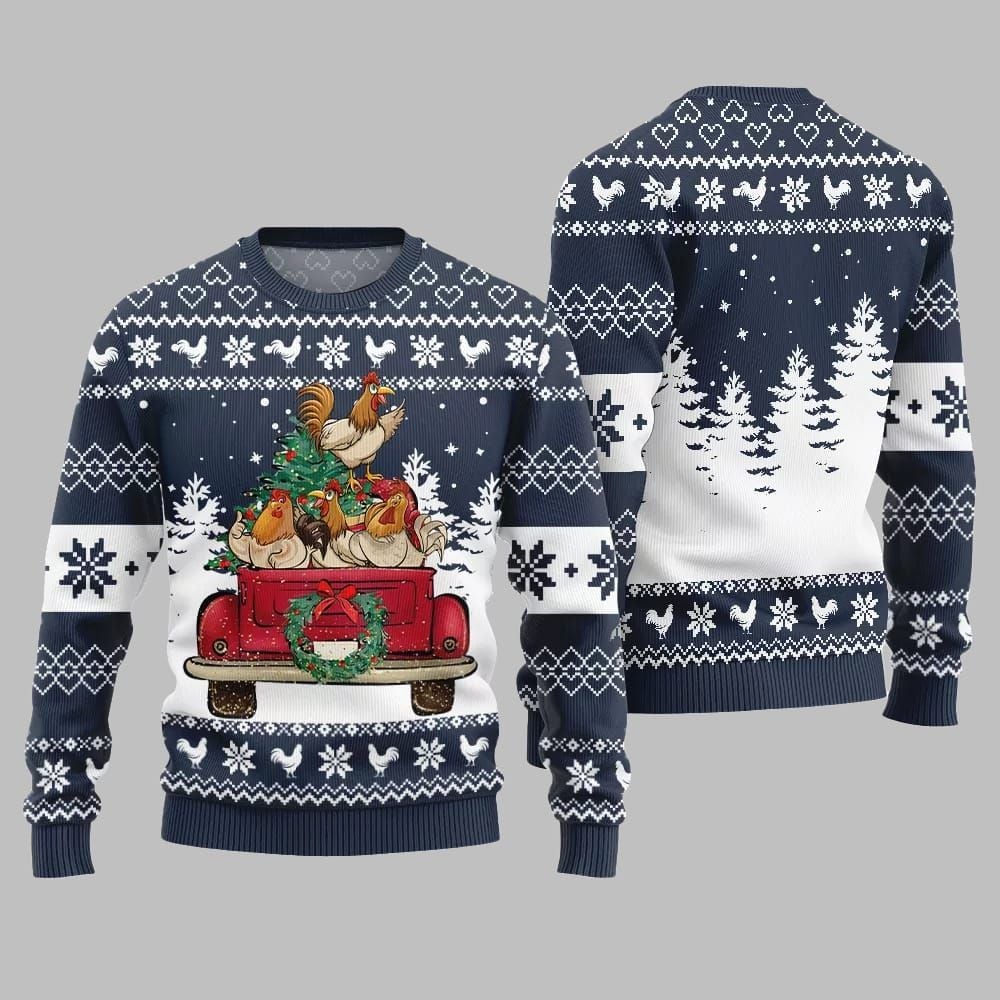 Funny Festive Chicken Ugly Sweater 2026 Christmas - Moonbestprint