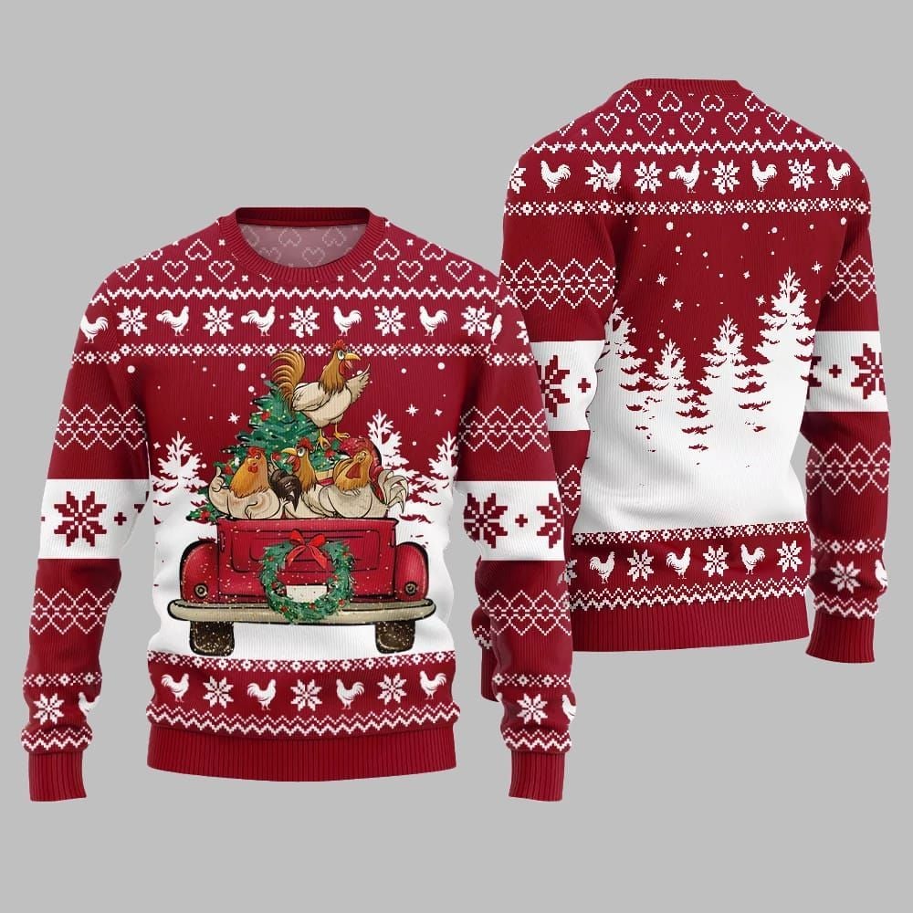 Funny Festive Chicken Ugly Sweater 2026 Christmas - Moonbestprint