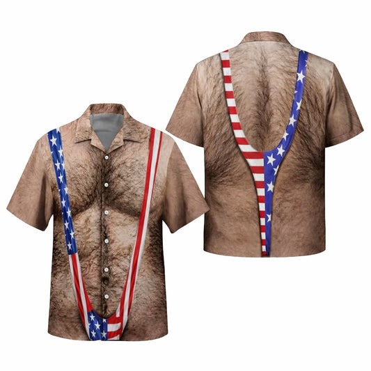 Funny Hairy Chest American Flag Hawaiian Shirt – Moonbestprint