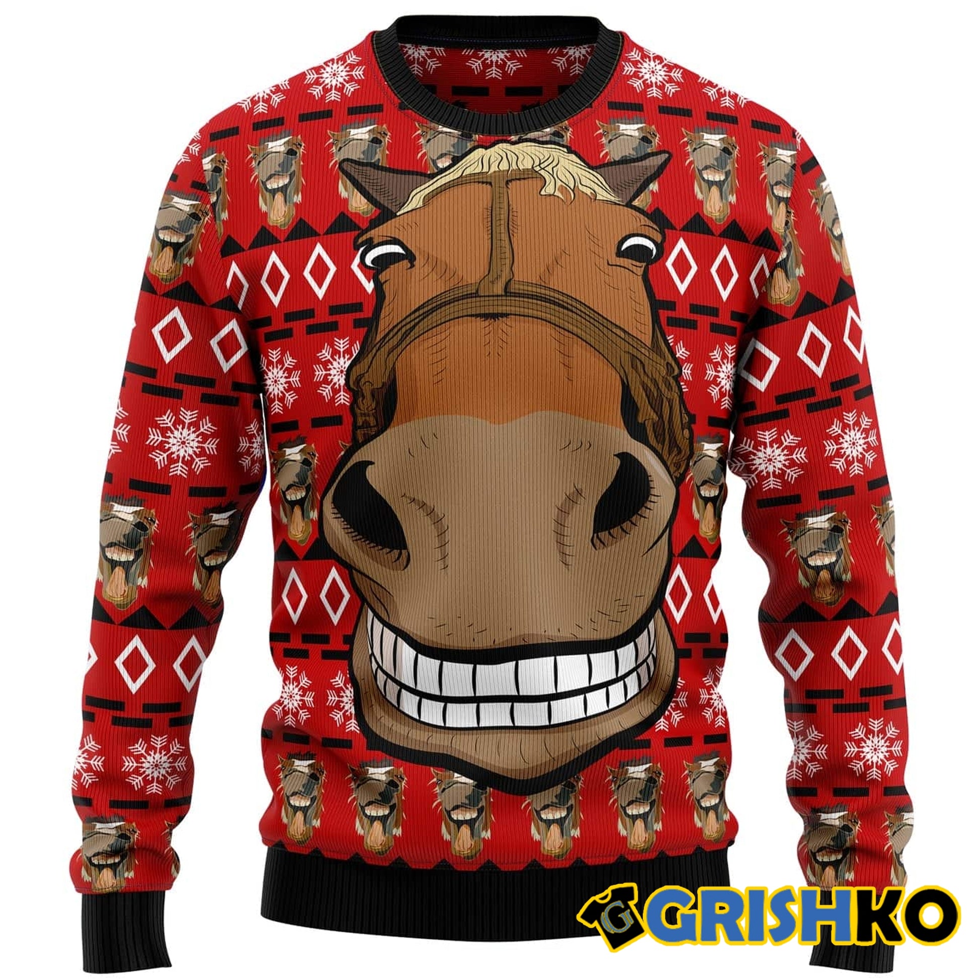 Funny Horse Christmas Ugly Christmas Sweater - Moonbestprint