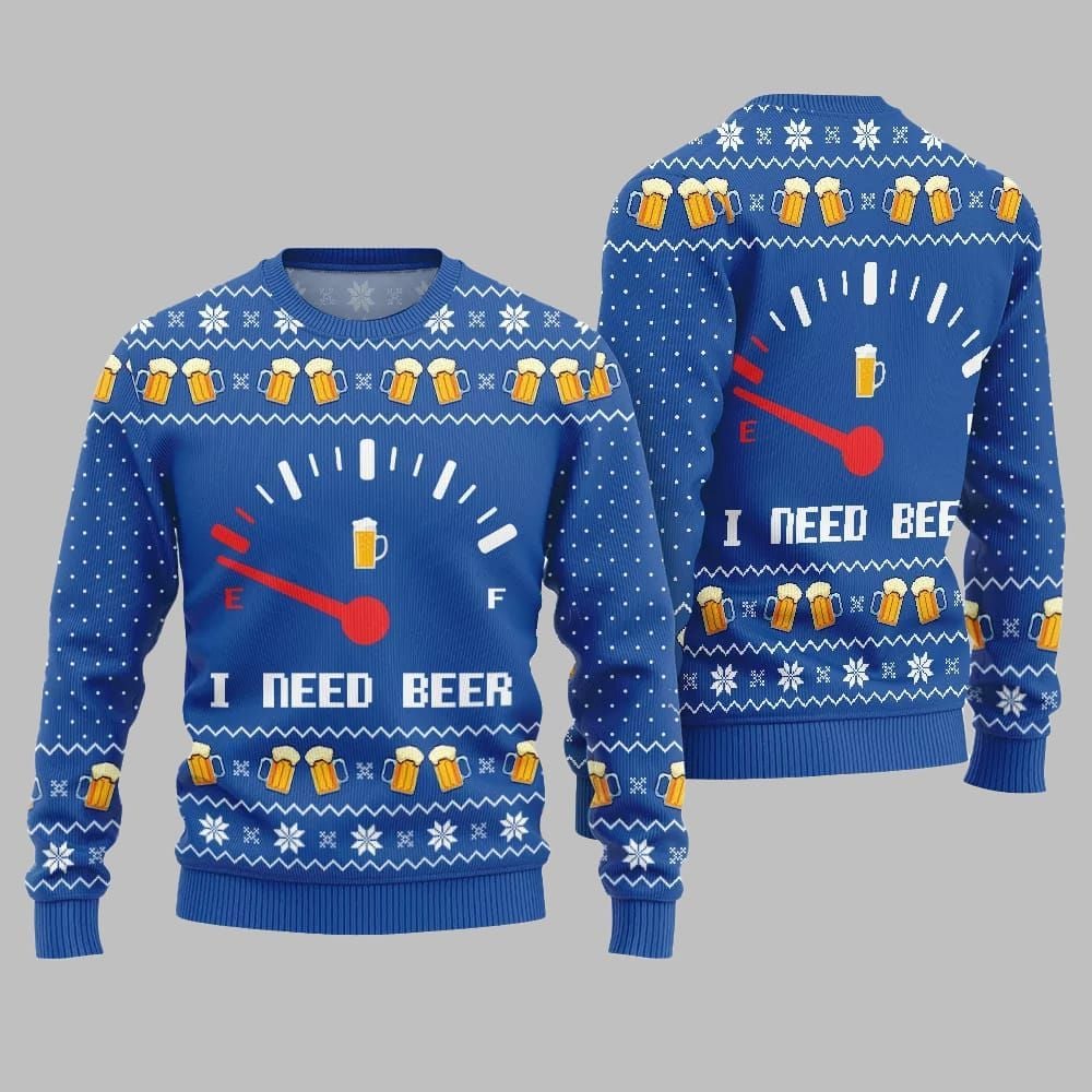 Funny I Need Beer Ugly Sweater 2026 Christmas - Moonbestprint