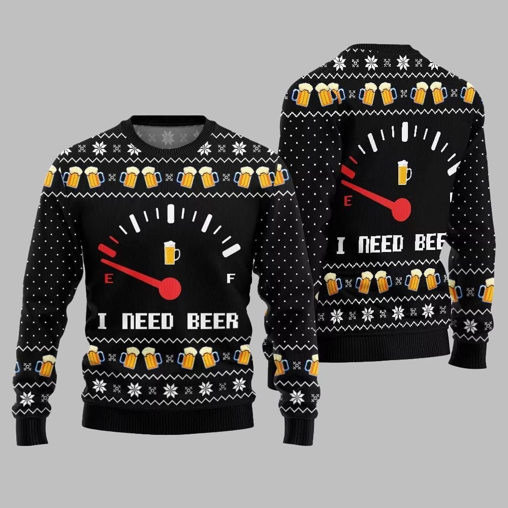 Funny I Need Beer Ugly Sweater 2026 Christmas - Moonbestprint