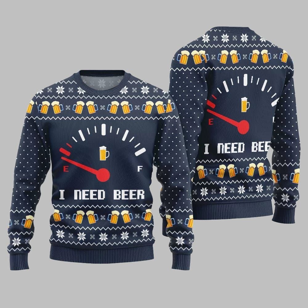 Funny I Need Beer Ugly Sweater 2026 Christmas - Moonbestprint