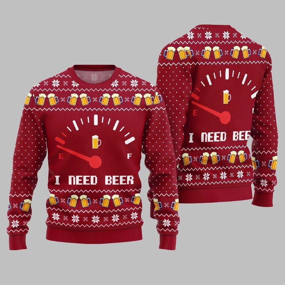 Funny I Need Beer Ugly Sweater 2026 Christmas - Moonbestprint